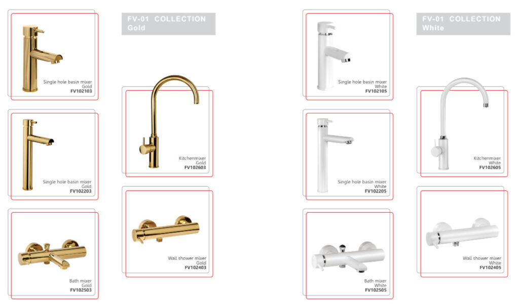gold and white Faucets